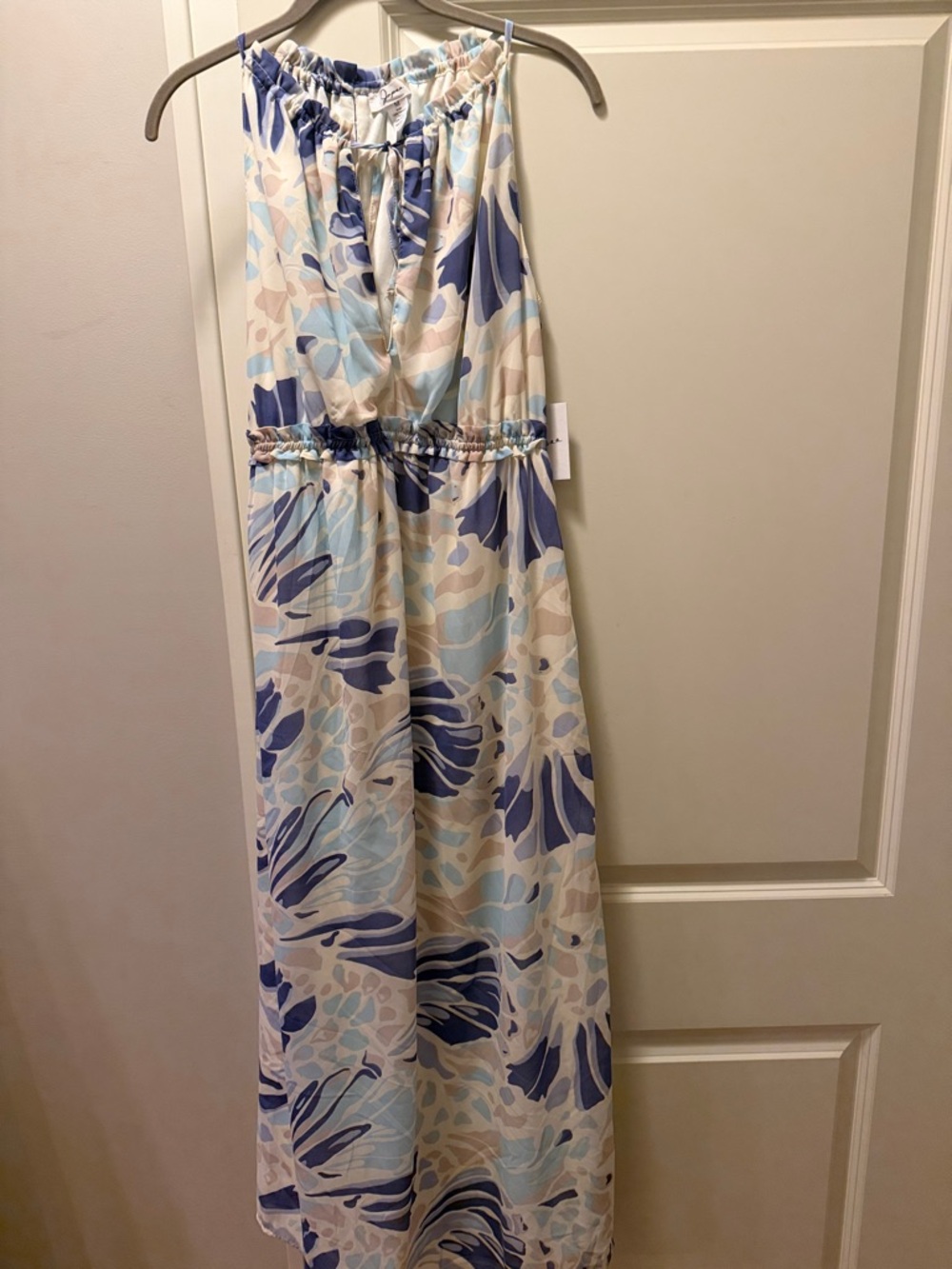 NWT New Japna lightweight Blue & Cream Floral Maxi Dress size Medium